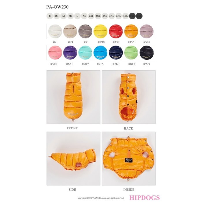 Puppy Angel Puppy Angel  Honden jas Love Faux Down Padding vest Oranje