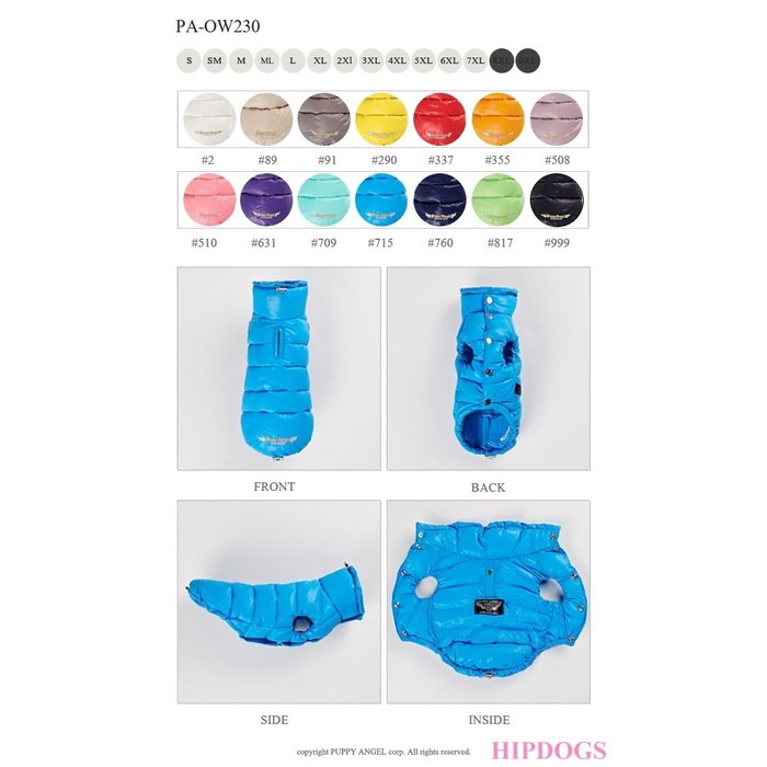 Puppy Angel Puppy Angel  Honden jas Love Faux Down Padding vest Blue