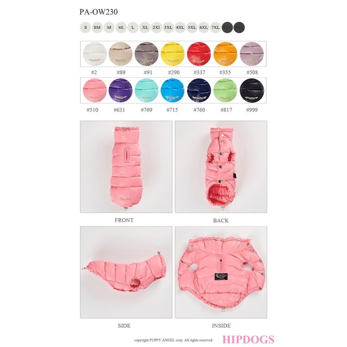 Puppy Angel Puppy Angel Love Faux Down Padding Vest (Regular, Snap) roze