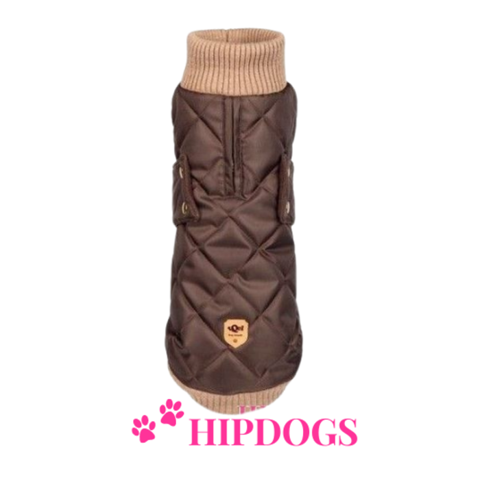 tQel – Mode & Accessoires voor Teckels tQel Teckel jas Maroon Quilted waterproof Parka met col Simon Choco