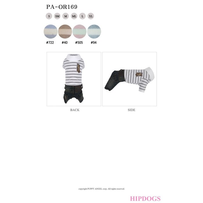 Puppy Angel Puppy Angel Stripe Denim Overall Gray