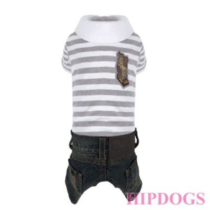 Puppy Angel Puppy Angel Stripe Denim Overall Gray