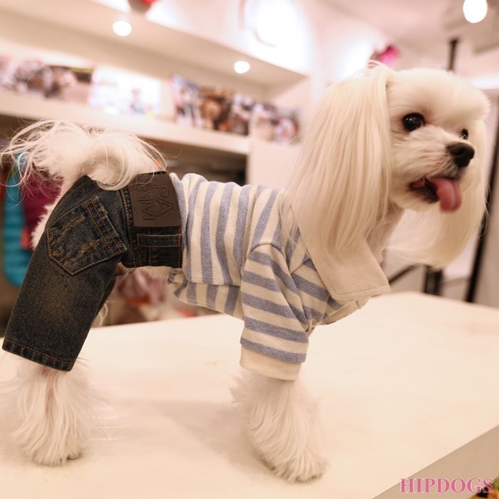 Puppy Angel Puppy Angel Stripe Denim Overall Gray