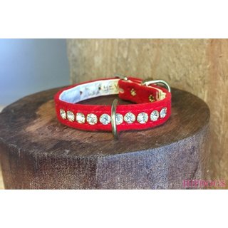 Overigen Honden halsband Velvet Strass rood