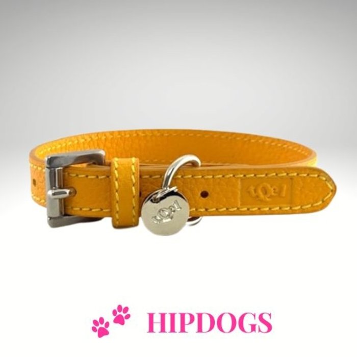 tQel – Mode & Accessoires voor Teckels tQel gele leren honden halsband Sol