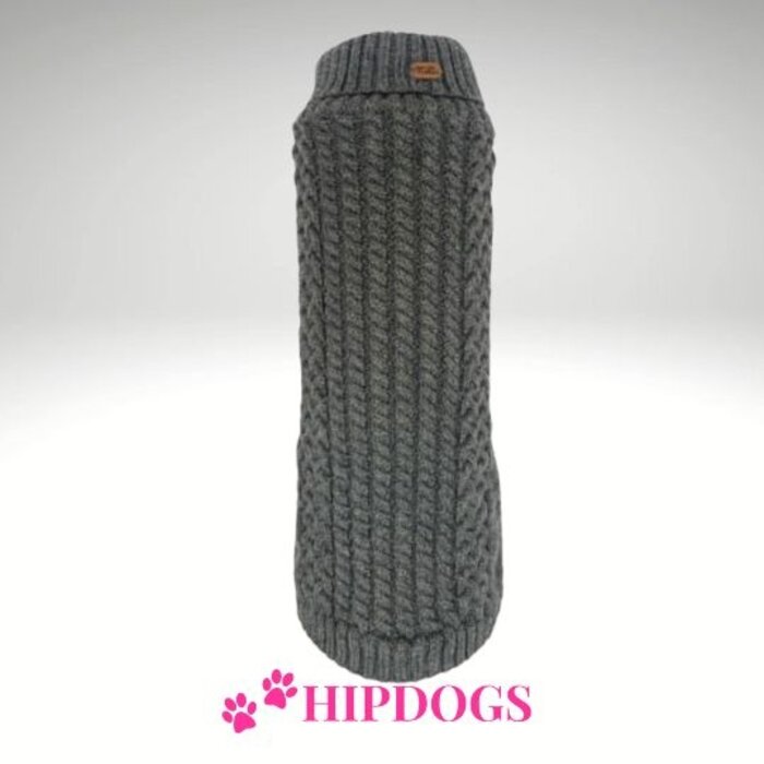 tQel – Mode & Accessoires voor Teckels tQel Freddy Grey teckeltrui, warme gebreide hondentrui met 50% merinowol