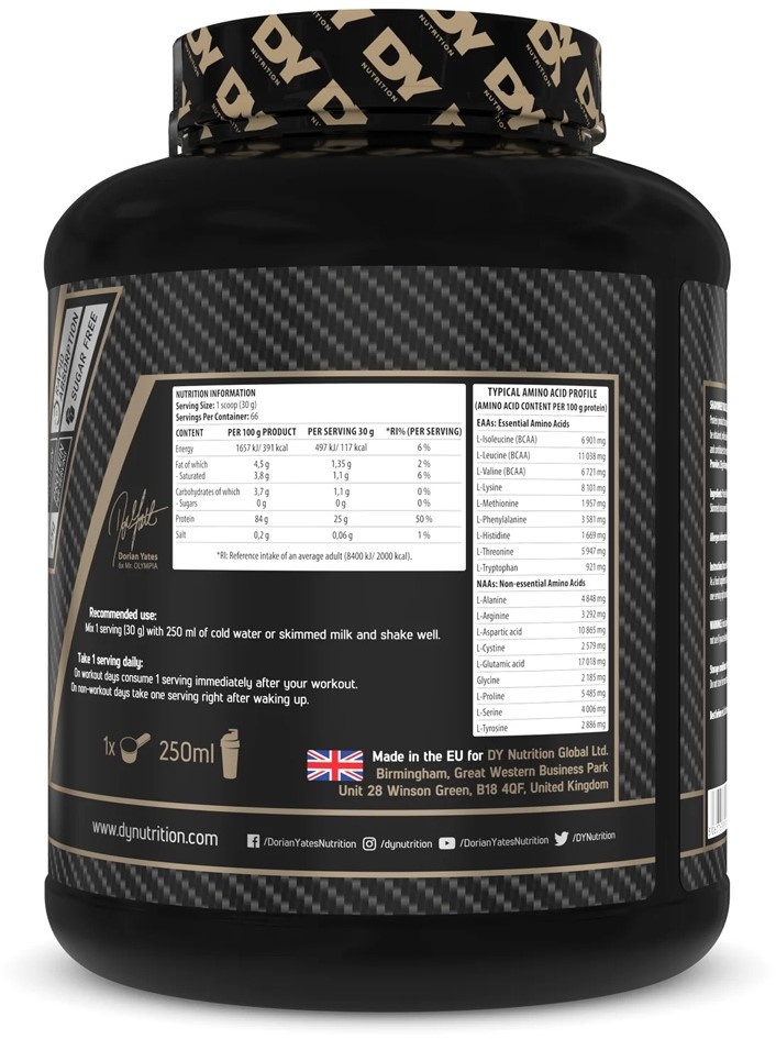 DORIAN YATES NUTRITION - SHADOWHEY ISOLATE PROTEIN (2000G)
