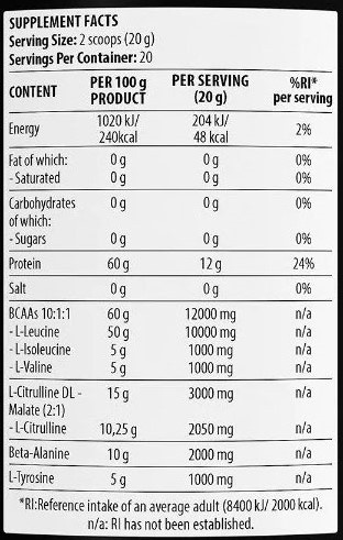 DORIAN YATES NUTRITION HIT BCAA 10:1:1 (400G)