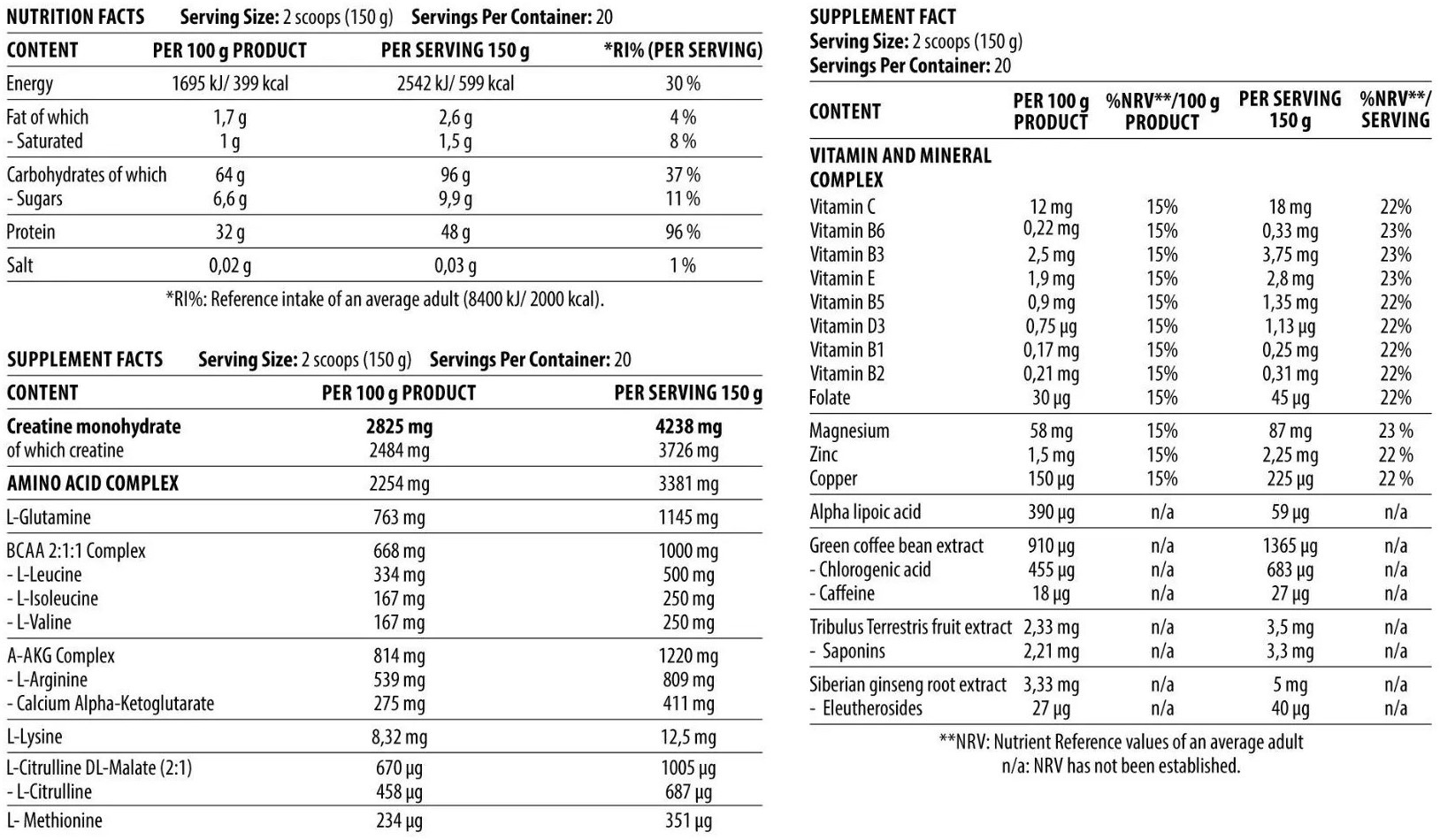 DORIAN YATES NUTRITION - GAME CHANGER MASS (3KG)