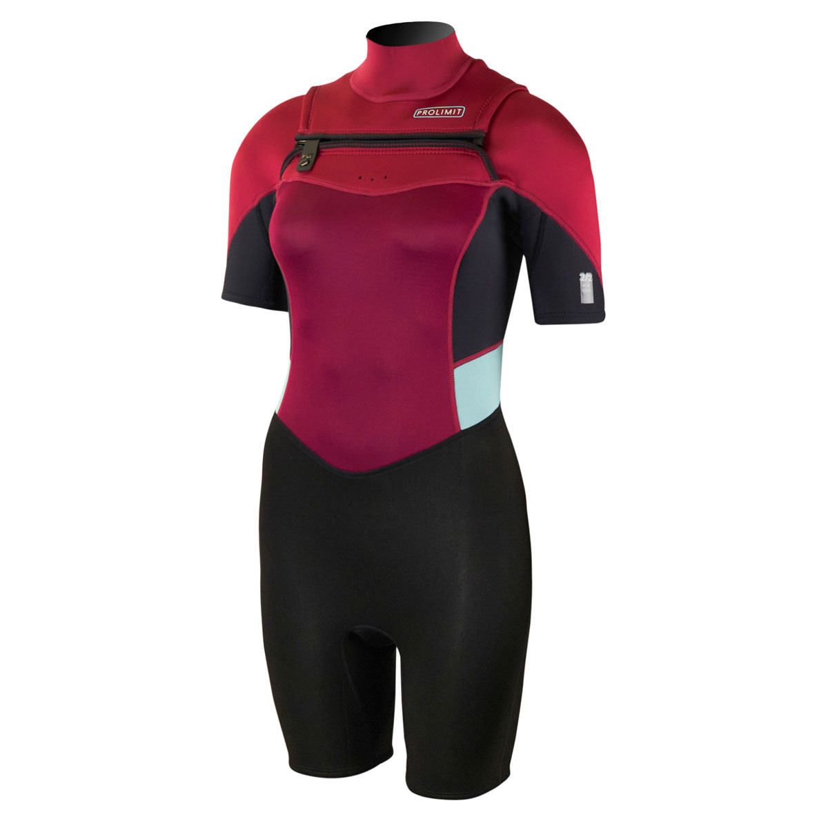 Prolimit Shorty Wetsuit Dames Fire Freezip 2/2mm Donkerrood