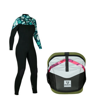 Brunotti Brunotti Wetsuit Dames Glow 5/3 mm + Trapeze Xena Groen