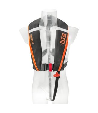 Besto Besto Comfort Fit Automatisch Reddingsvest 180N Met Harnas Zwart/Oranje