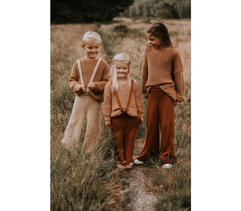 YUKI Knitted Trousers (removable straps) - RUST