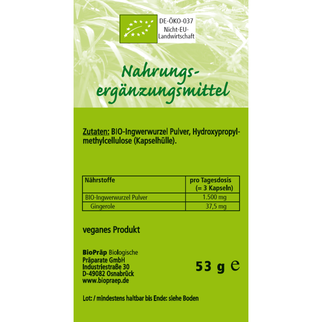 Ingwer BIO Kapseln - MHD 07/2025