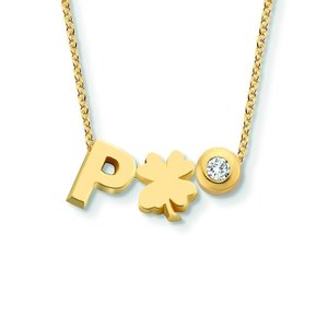 Minitials Minitials Twee Signature Één Diamant Ketting Minitials Minitials Twee Signature Één Diamant Ketting