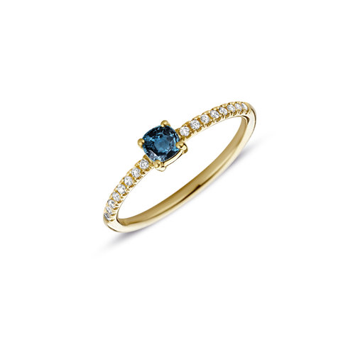 Miss Spring Miss Spring Ring Brilliantly Cushion London Blauw Topaas Diamant MSR713-LBT-DI