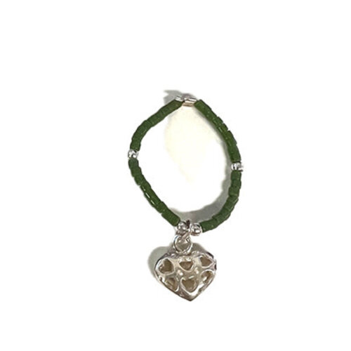 Joy Jewellery Joy Jewellery Ring Jamaica Green Open Heart