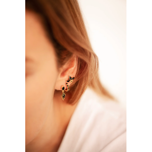 Bobby Rose Bobby Rose Oorbellen Swarowski Clip Black