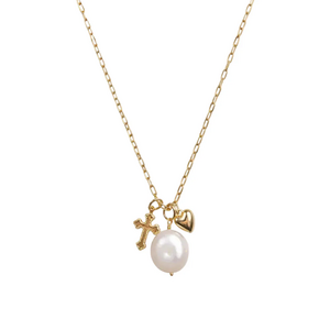 Bobby Rose Bobby Rose Ketting Charms Cross Pearl