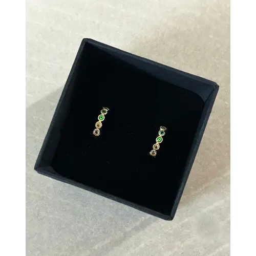 Bobby Rose Bobby Rose Oorbellen Swarowski Clip Multi Green Bobby Rose Bobby Rose Oorbellen Swarowski Clip Multi Green