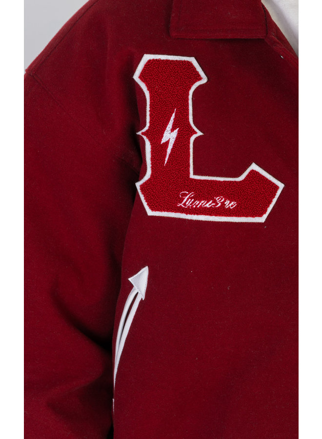 Lumi3re Varsity Jacket Burgundy-Red Cropped