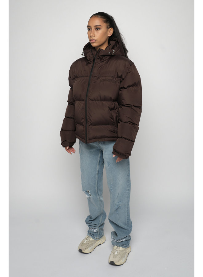 Puffer Jacket Cropped Dark Brown