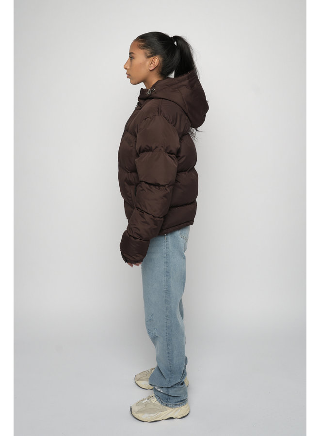 Puffer Jacket Cropped Dark Brown