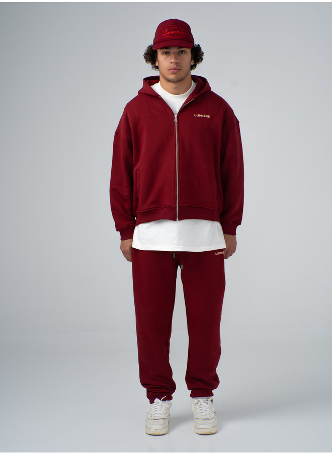 Lumi3re  Zipper Tracksuit Burgundy - Red