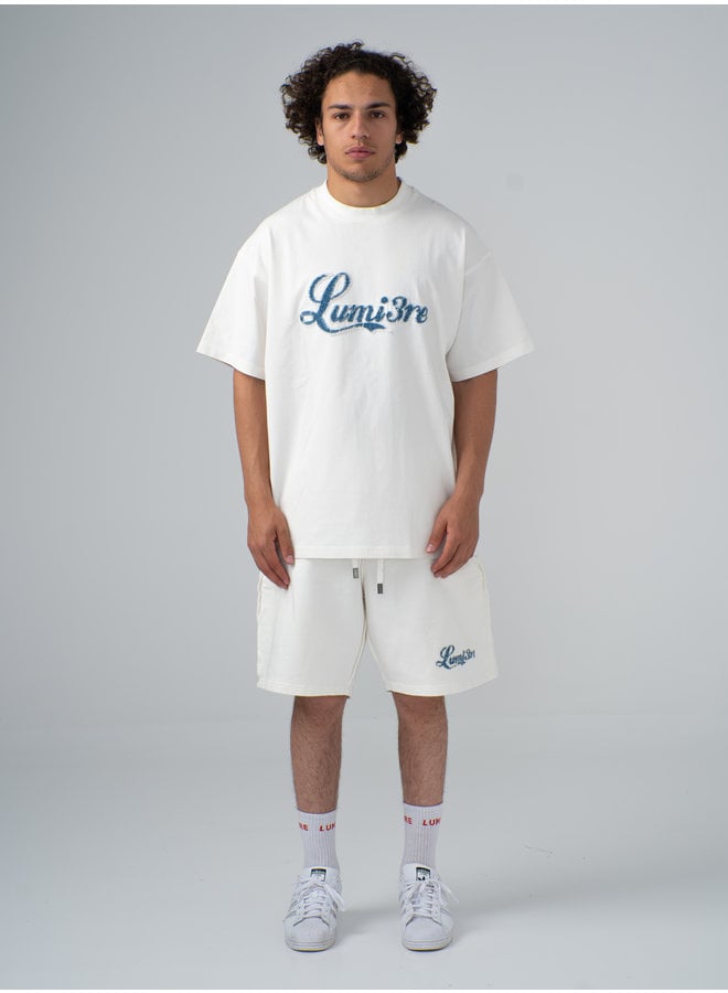 Loop Logo Denim Shorts White