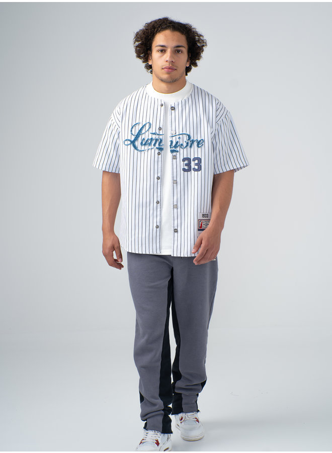 Lumi3re Denim Short-Sleeved Baseball Shirt