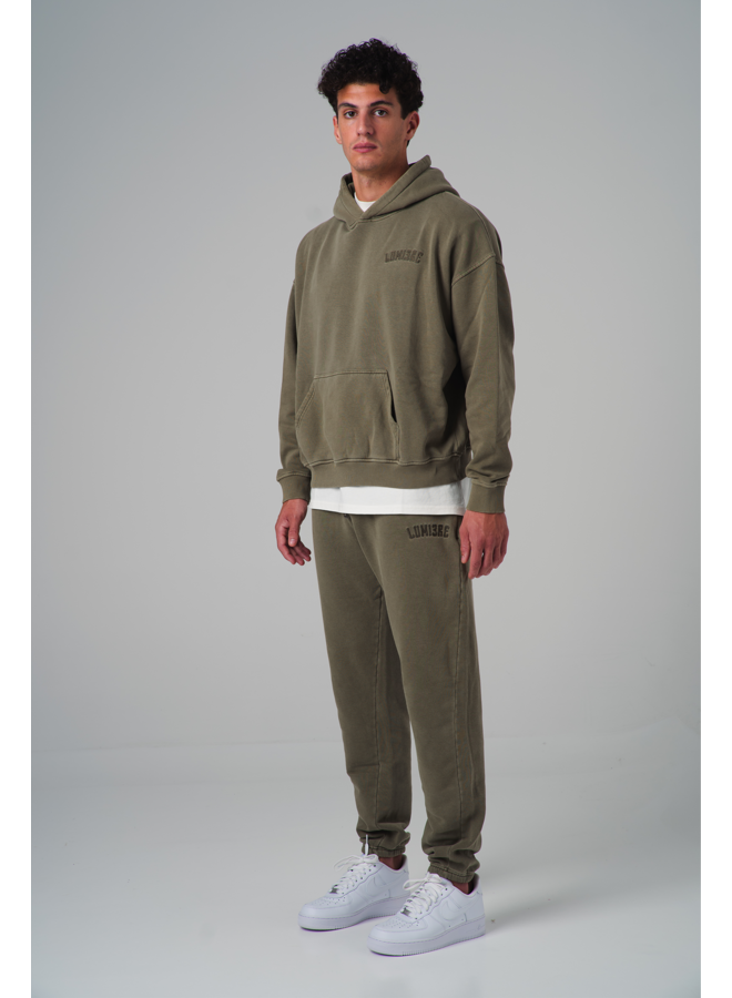 Curved Logo Azo Dye Washed Tracksuit Greenish