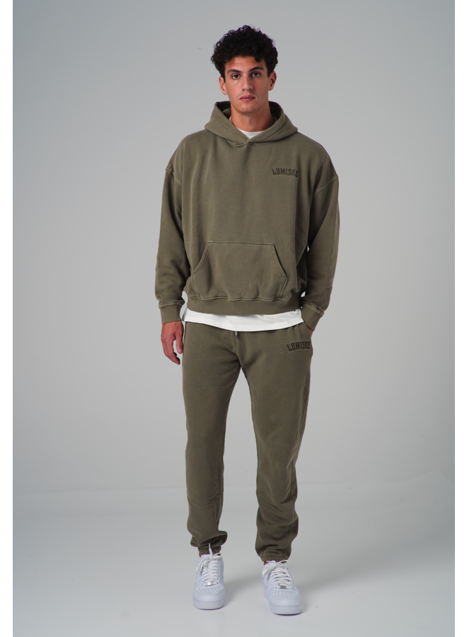 Curved Logo Azo Dye Washed Tracksuit Greenish