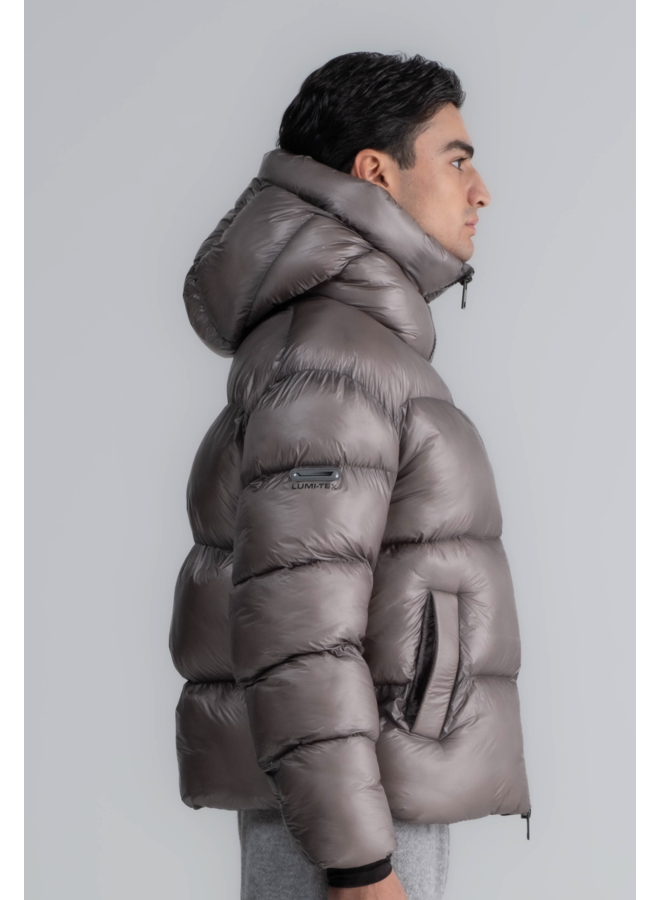 Cloudy Nylon Hooded Jacket Grey - LUMI3RE Cloudy Nylon Hooded Jacket Grey - LUMI3RE