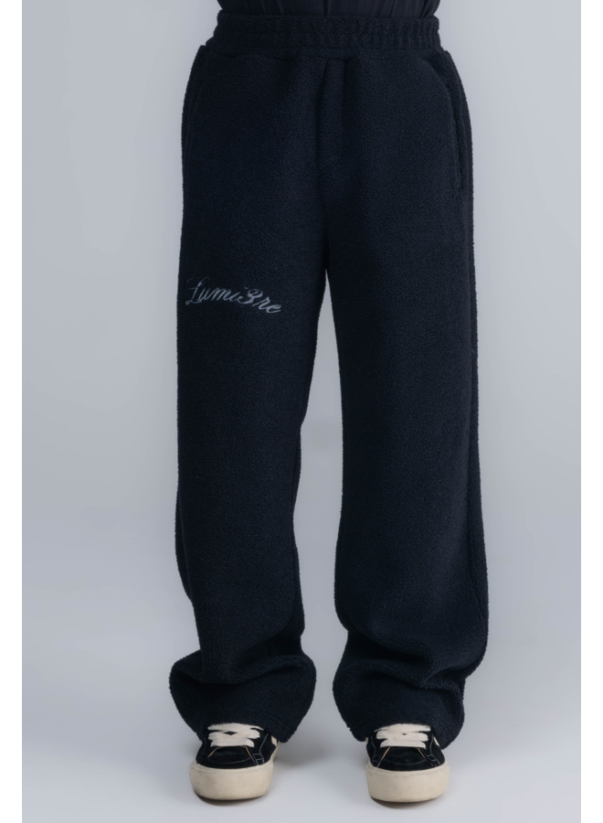 Curved Logo Teddy Pants Black