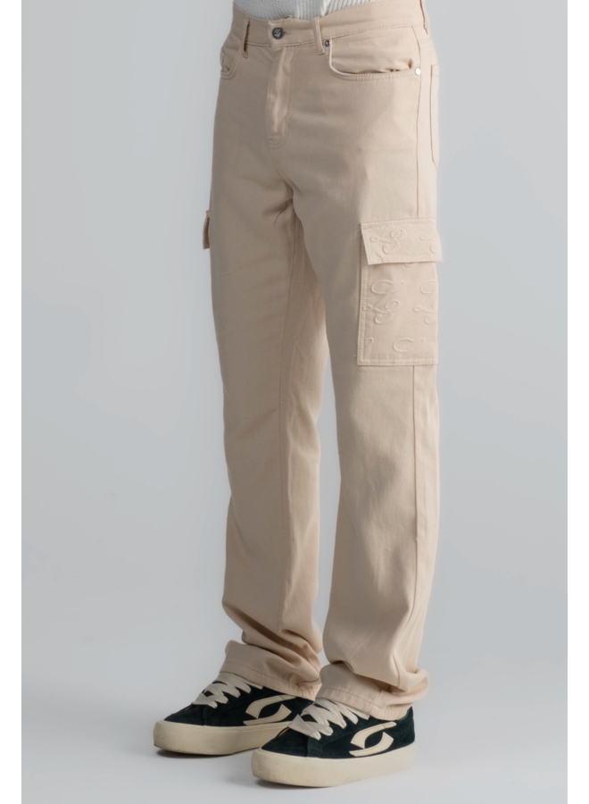 L3 Monogram Cargo Jeans Ecru