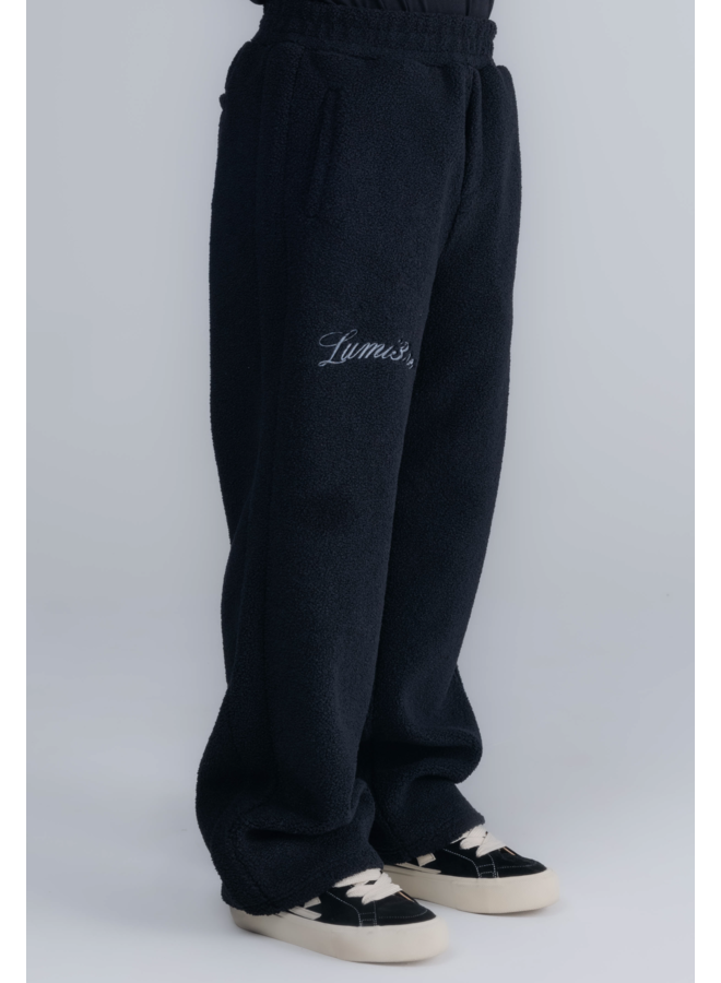 Curved Logo Teddy Pants Black