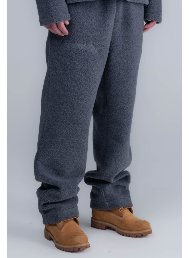 Curved Logo Teddy Pants Grey