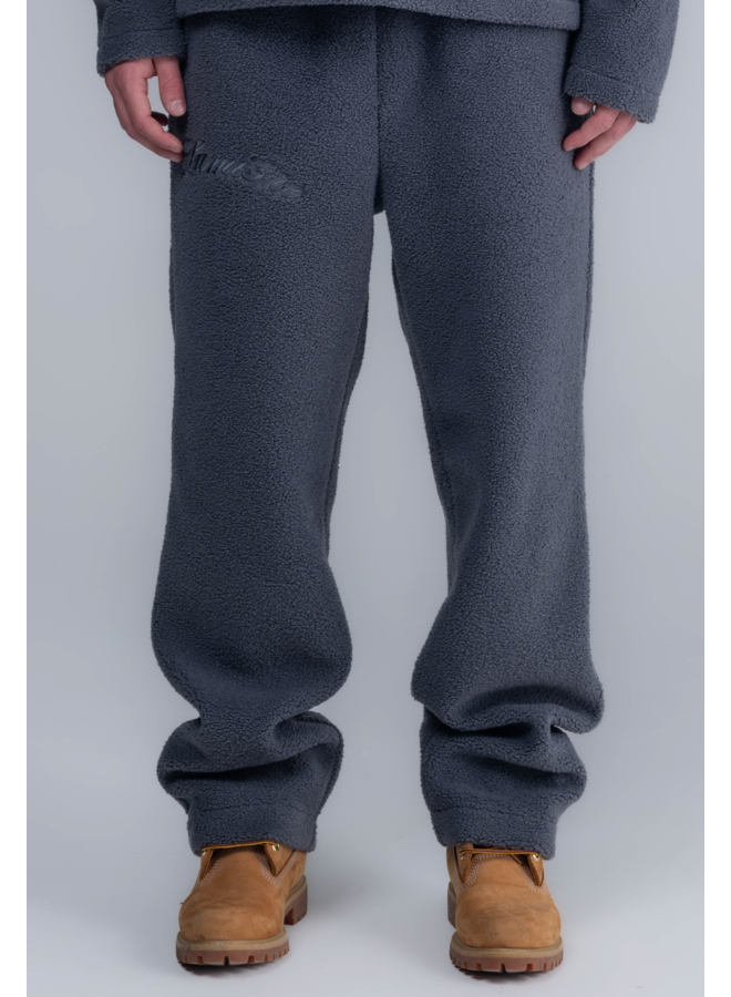Curved Logo Teddy Pants Grey