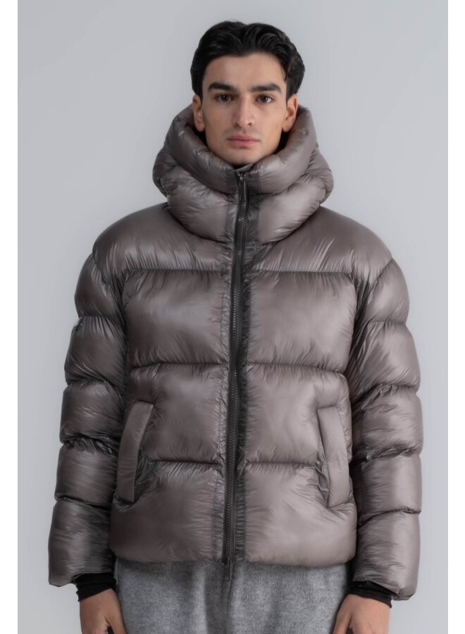 Cloudy Nylon Hooded Jacket Grey