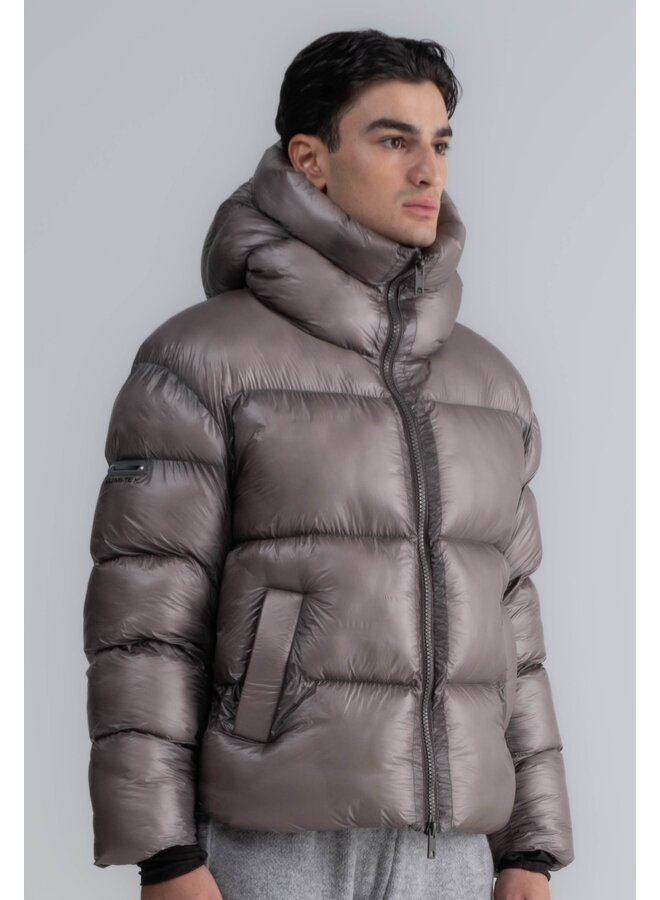 Cloudy Nylon Hooded Jacket Grey