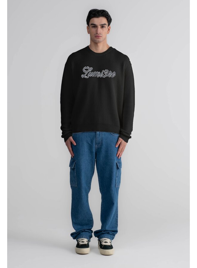 Denim Logo Crewneck Knitwear Black