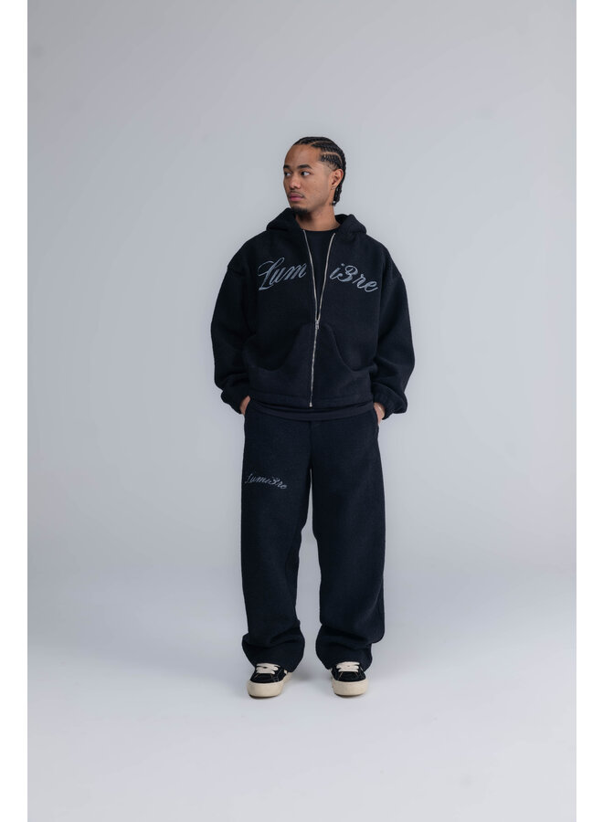 Curved Logo Teddy Pants Black