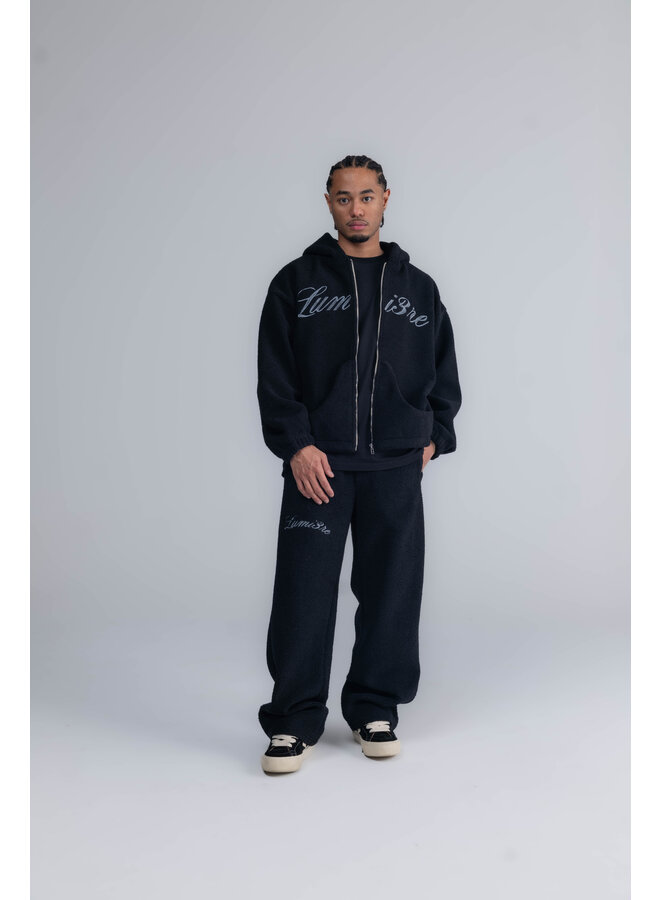 Curved Logo Teddy Pants Black
