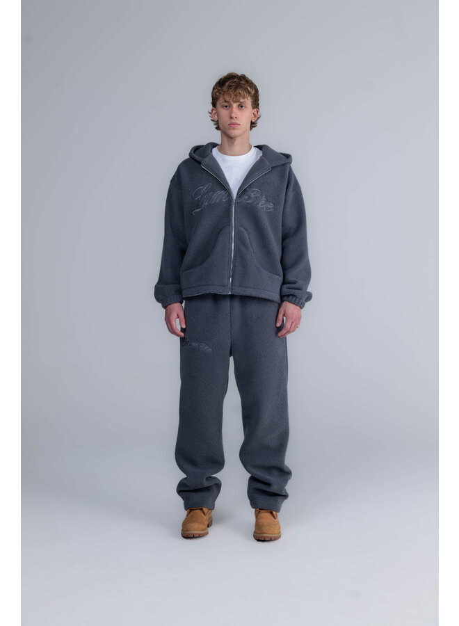 Curved Logo Teddy Pants Grey