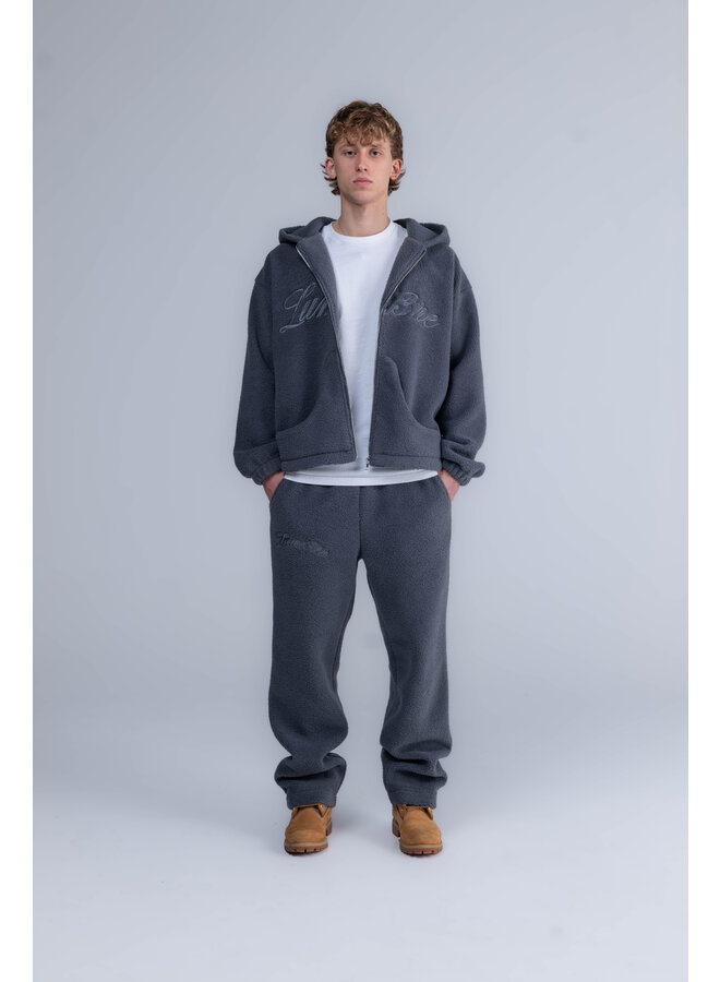 Curved Logo Teddy Pants Grey