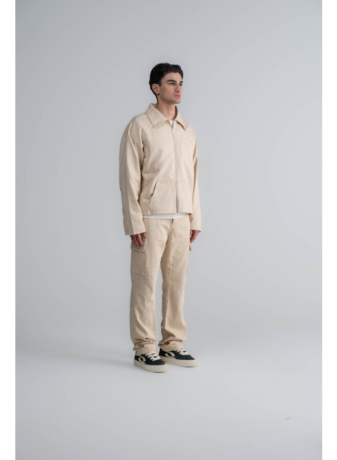 L3 Monogram Cargo Jeans Ecru
