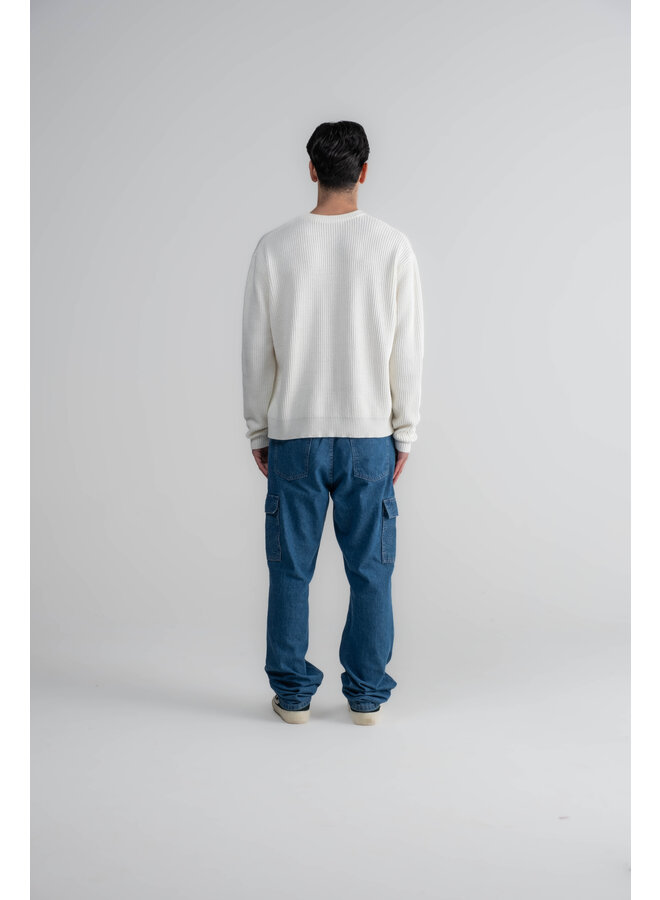 Denim Logo Crewneck Knitwear White