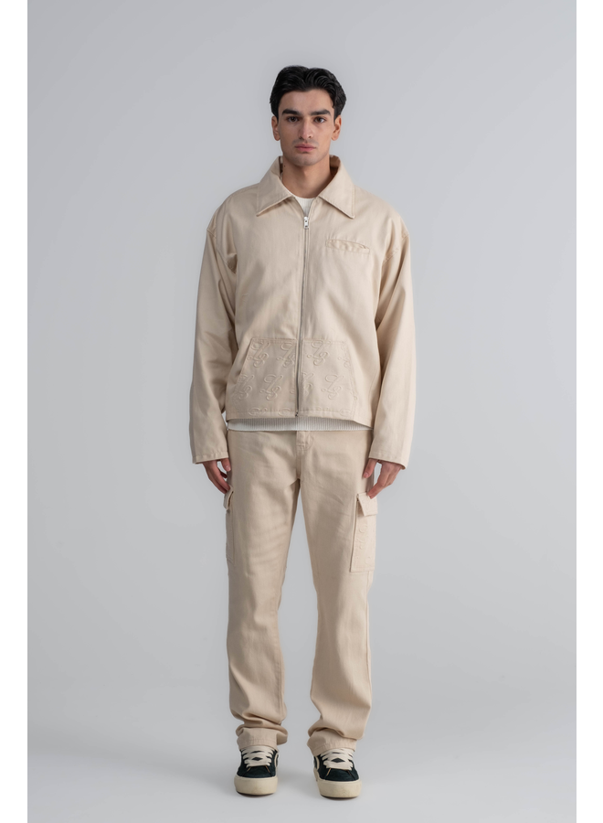 L3 Monogram Cargo Jeans Ecru