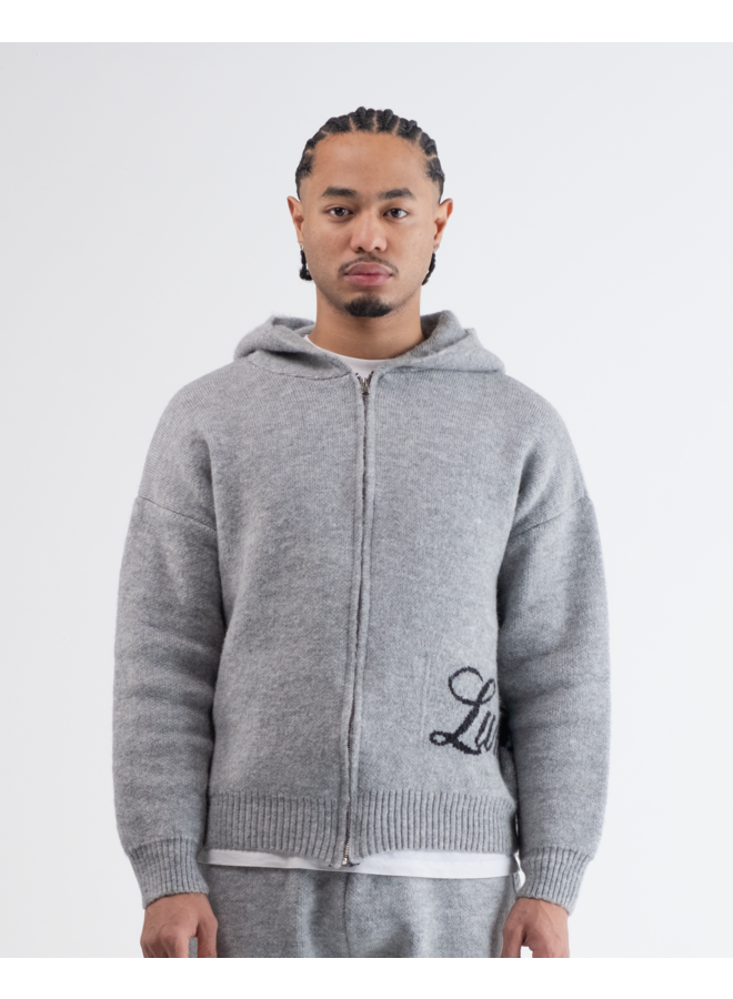 Lumi3re Knitted Hoodie Full Zip Grey
