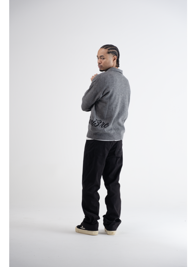 Lumi3re Knitted Long Sleeve Polo Anthracite